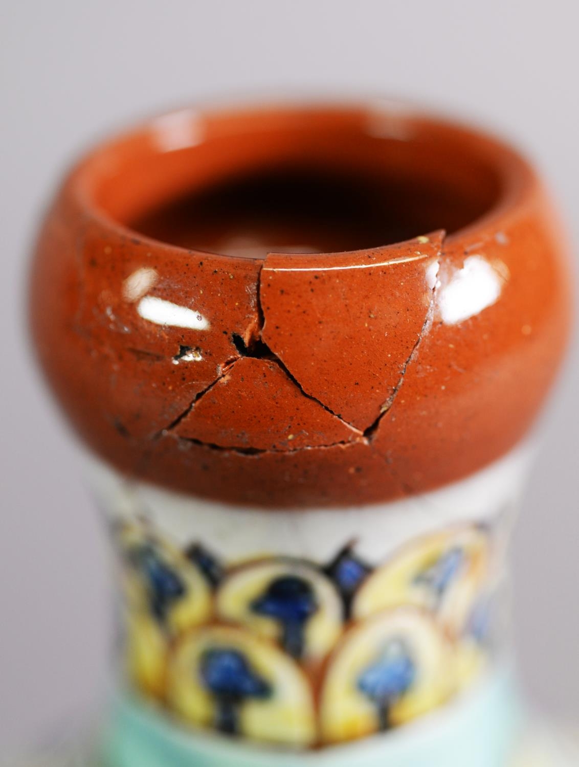 LATE 19TH CENTURY DELLA ROBIA BOTTLE VASE, of terracotta decorated in polychrome tin glazes, - Image 2 of 3