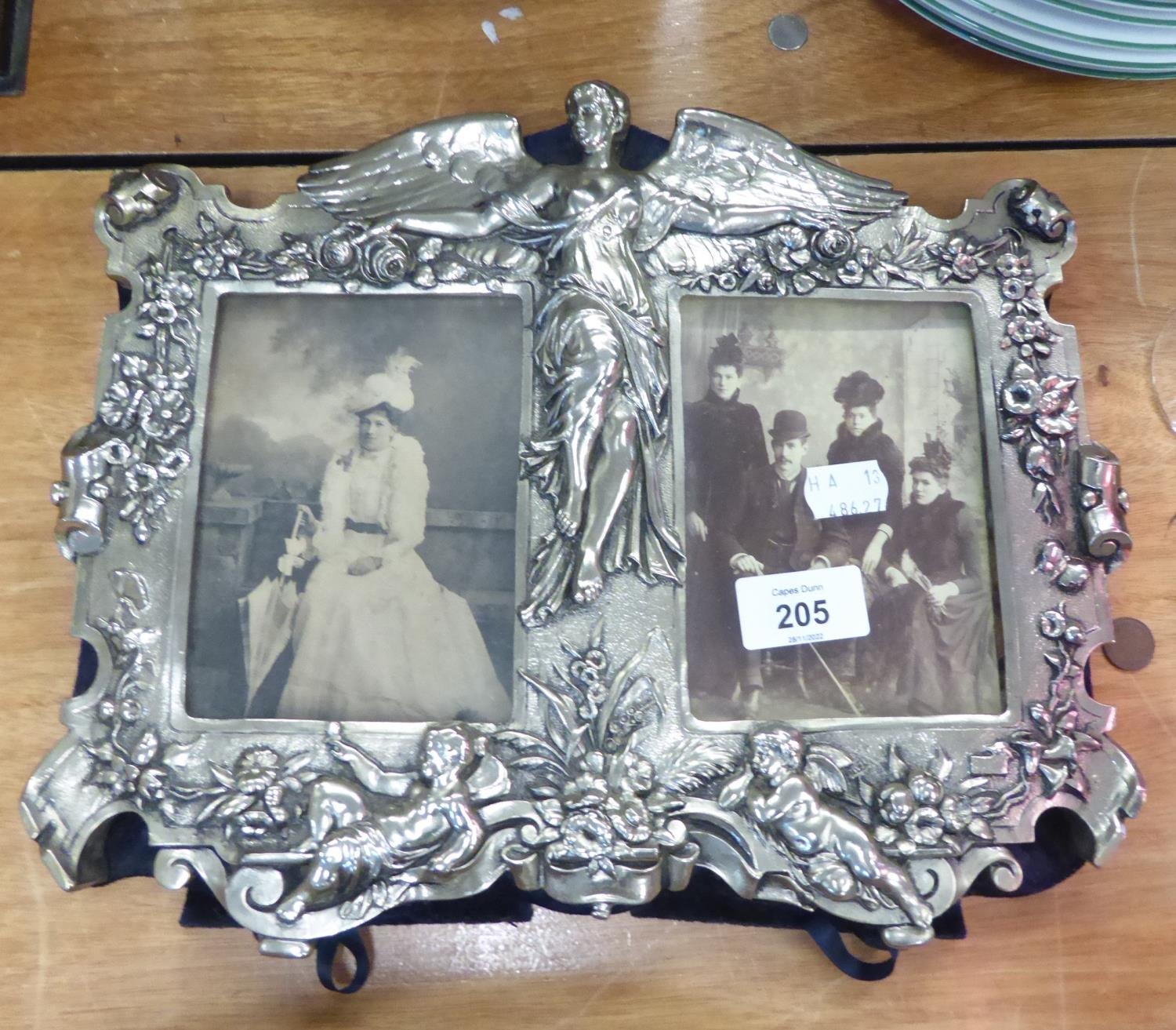 CAST METAL EDWARDIAN STYLE DOUBLE PICTURE FRAME