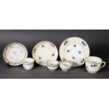 SMALL GROUP OF 18TH AND 19TH CENTURY DERBY TEA WARES, including a tea bowl and saucer, plus