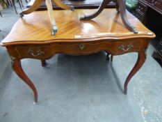 FRENCH STYLE INLAID SIDE TABLE, WITH SHAPED TOP AND SINGLE DRAWER, RAISED ON SHAPED LEGS