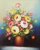 UNATTRIBUTED (TWENTIETH/ TWENTY FIRST CENTURY) OIL PAINTING Flowers in a vase Indistinctly signed 23