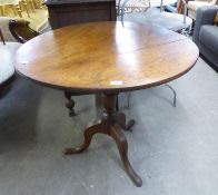 GEORGE III WALNUTWOOD SNAP-TOP PEDESTAL BREAKFAST TABLE, with vase turned tripartite column base, 34