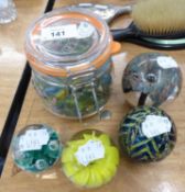 A COLLECTION OF GLASS PAPERWEIGHTS INCLUDING, CAITHNESS MINIATURE MOONFLOWER 97, A MDINA EXAMPLE, AN