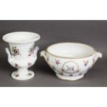 NINETEENTH CENTURY CONTINENTAL PORCELAIN LARGE TWO HANDLED TUREEN, of circular, footed form with