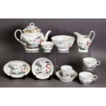 NINE PIECE CHAMBERLAIN’S WORCESTER STAG HUNT PATTERN PORCELAIN PART TEA SERVICE, painted in