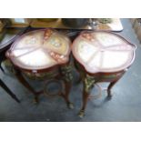 A PAIR OF MODERN FRENCH STYLE VASE STANDS, WITH PAINTED FLORAL PANELS AND GOLD EMBELLISHMENTS, 30