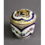 18TH CENTURY SEVRES PORCELAIN LADY'S DRESSING TABLE POT AND COVER, with subsidiary lid set in the