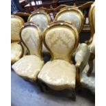 A HARLEQUIN SET OF SIX FRENCH STYLE NINETEENTH CENTURY AND SILVER COLOURED DINING CHAIRS, IN