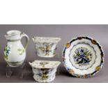 SMALL GROUP OF 19TH/20TH CENTURY FRENCH FAIENCE WARE, to include a pair of wall pocket flower