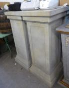FOUR LARGE SQUARE BASED STONE EFFECT WOODEN COLUMNS, 47 1/4" (120cm) HIGH (4)