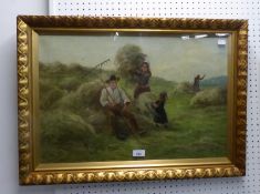UNSIGNED, EARLY TWENTIETH CENTURY OIL ON CANVAS AMISH HARVEST
