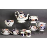 TWELVE PIECE GAUDY WELSH POTTERY PART TEA SET, comprising: TEAPOT AND COVER, TWO HANDLED SUCRIER,