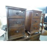 PAIR OF VICTORIAN MAHOGANY THREE DRAWER BEDSIDE CHESTS ON BRACKETED PLINTH BASE, (CONVERTED FROM A