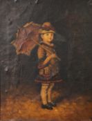 SCHUBERT (Twentieth Century) OIL PAINTING ON CANVAS Little girl with parasol Bearing signature lower