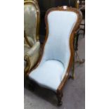 WILLIAM IV WALNUTWOOD SPOON BACK PARLOUR CHAIR, WITH ACANTHUS CARVED TOP RAIL AND LAPPET CARVED