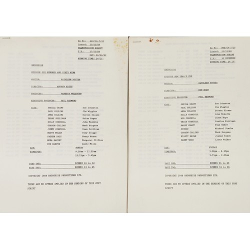 BROOKSIDE ORIGINAL TYPED REHEARSAL SCRIPT FOR THE 1989 NEW YEARS EVE EPISODE, written by Kathleen