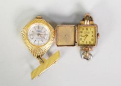 LADY'S INGERSOLL, BRITISH, GOLD PLATED FOB WATCH with 7 jewels mechanical movement, circular