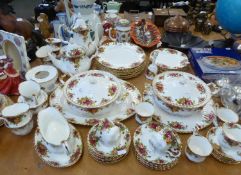 1960's ROYAL ALBERT OLD COUNTRY ROSES 60 PIECE DINNER, TEA & COFFEE SERVICE comprising eight