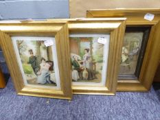 THREE SMALL CRYSTOLEUMS IN GILT FRAMES