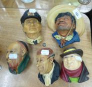 COLLECTION OF FIVE BOSSON'S HEADS WALL PLAQUES; SEA CAPTAIN, PANCHO, FAGIN, URIAH HEAP, AND TONY