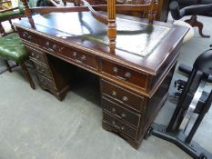 LATE TWENTIETH CENTURY REPRODUCTION MAHOGANY BOX TOP PEDESTAL DESK, 4' (112cm) wide