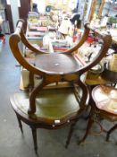 STAINED BEECH X-FRAME STOOL, PLUS A MODERN MAHOGANY CONSOLE TABLE, ON REEDED LEGS, THE TABLE 32 7/8"