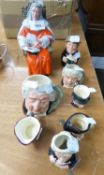ROYAL DOULTON POTTERY, THE JUDGE, HN2443, SIX SMALL CHARACTER OR TOBY JUGS, one with ground mark,