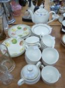 ROYAL STAFFORD FINE EARTHENWARE FRUIT DECORATED PLATES AND BOWLS (7), AND 'THE HOME STORE' WHITE