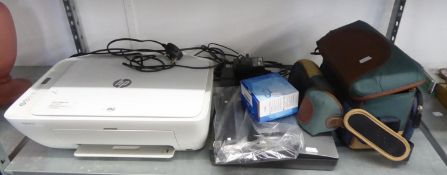 A HP DESKJET 2620 PRINTER, AN EPSON SCANNER AND A PANASONIC PX15 CAMCORDER, IN CASE (3)