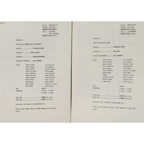 BROOKSIDE ORIGINAL TYPED REHEARSAL SCRIPT FOR THE 1989 NEW YEARS EVE EPISODE, written by Kathleen