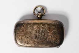 EDWARD VII SILVER DUAL SOVEREIGN CASE, oblong and cushion shaped, floral and foliate scroll engraved