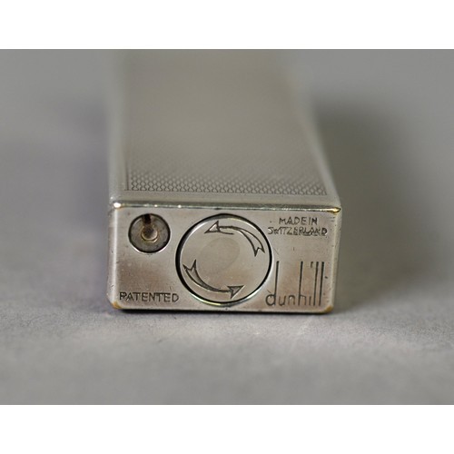 DUNHILL 'ROLLAGAS' SWISS SILVER PLATED POCKET CIGARETTE LIGHTER, rectangular with engine turned - Bild 3 aus 4