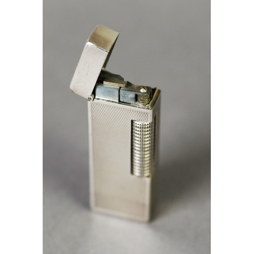 DUNHILL 'ROLLAGAS' SWISS SILVER PLATED POCKET CIGARETTE LIGHTER, rectangular with engine turned - Bild 4 aus 4