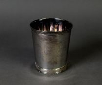 GEORGE III ARMORIAL CRESTED SILVER BEAKER BY RICHARD RICHARDSON, of tapering form with moulded