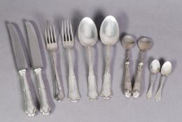 SEVENTEEN PIECE PART TABLE SERVICE OF CONTINENTAL SILVER COLOURED METAL TABLE CUTLERY, (800