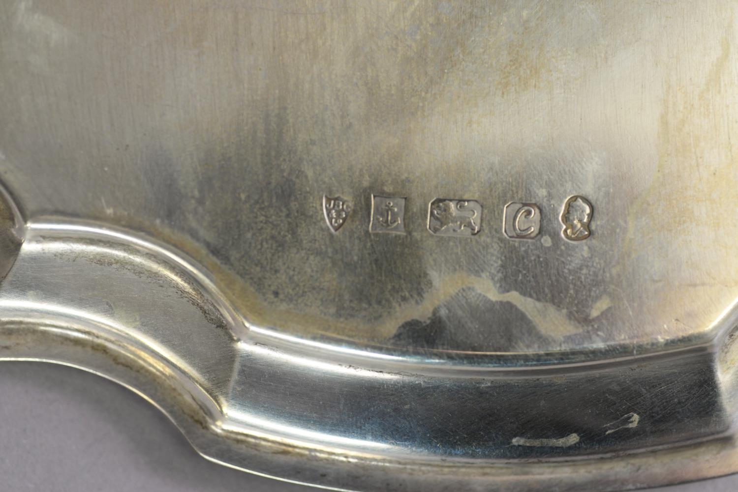 GEORGIAN STYLE SILVER SALVER, with plain centre, moulded border and volute scroll feet, 10” (25.4cm) - Image 2 of 2