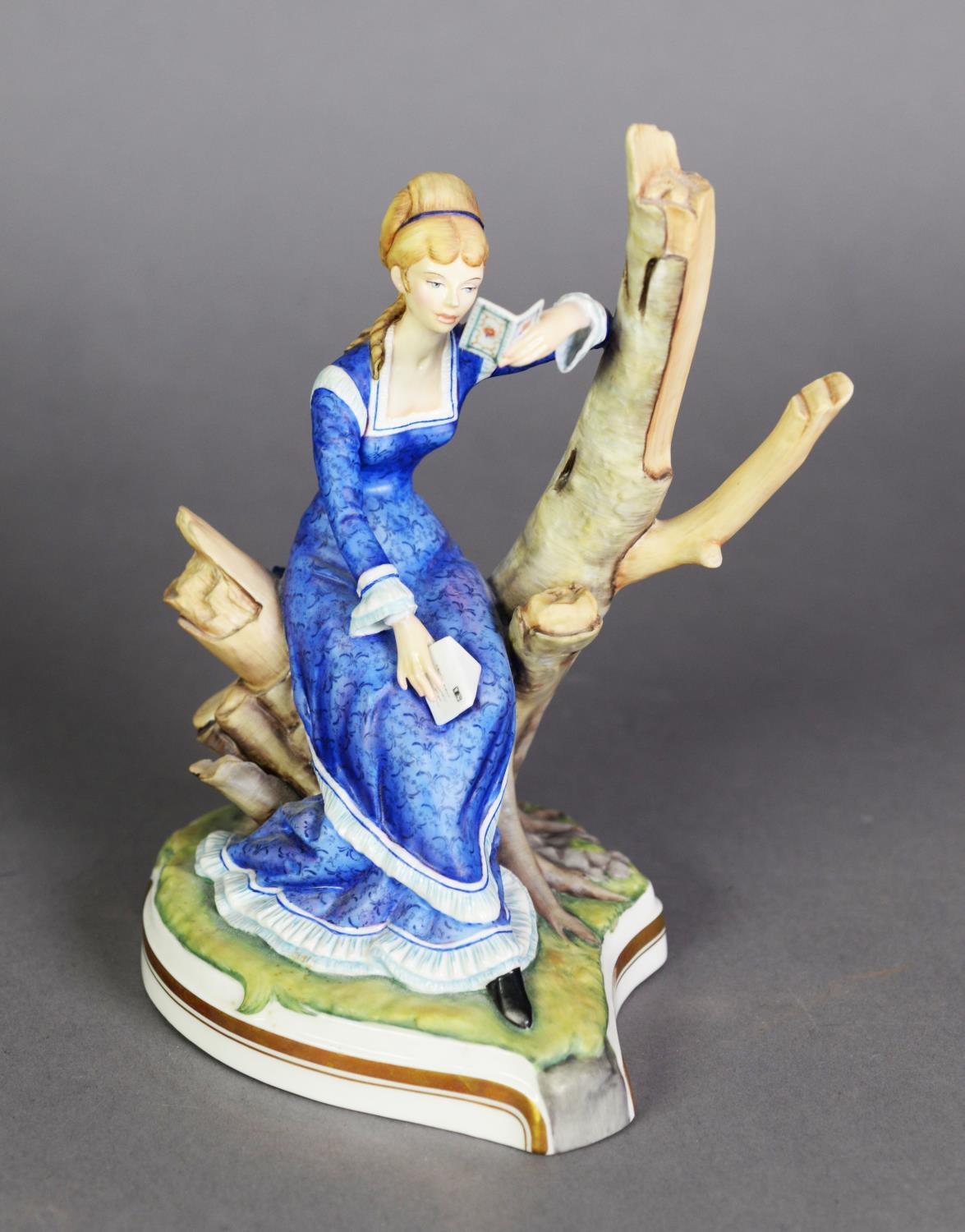 RONALD VAN RUYCKEVELT FOR ROYAL WORCESTER, PORCELAIN VICTORIAN SERIES FIGURE ‘Cecilia’, seated