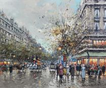 ANTONE BLANCHARD (1910 – 1988) Oil on canvas ‘Paris: Boulevard Hausmann’ Signed lower right and with