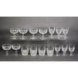 WATERFORD COLEEN PATTERN: a set of six champagne coupes on knopped stems, six wine glasses and