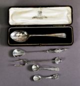 GEORGE V CASED SILVER CHILD’S SPOON, initialled and dated 1927, Birmingham 1927, together with a