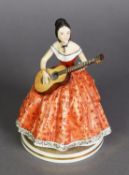 RONALD VAN RUYCKEVELT FOR ROYAL WORCESTER, PORCELAIN VICTORIAN SERIES FIGURE, ‘Elaine’, playing a