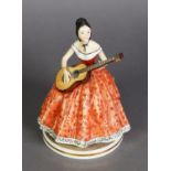 RONALD VAN RUYCKEVELT FOR ROYAL WORCESTER, PORCELAIN VICTORIAN SERIES FIGURE, ‘Elaine’, playing a