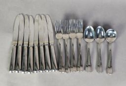 TWENTY TWO PIECE STAINLESS STEEL PART SERVICE OF TABLE CUTLERY, originally for eight persons,