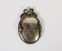 GERMAN ANTIQUE SILVER COLOURED METAL (800 mark) LARGE OVAL LOCKET with glazed front, paste set frame