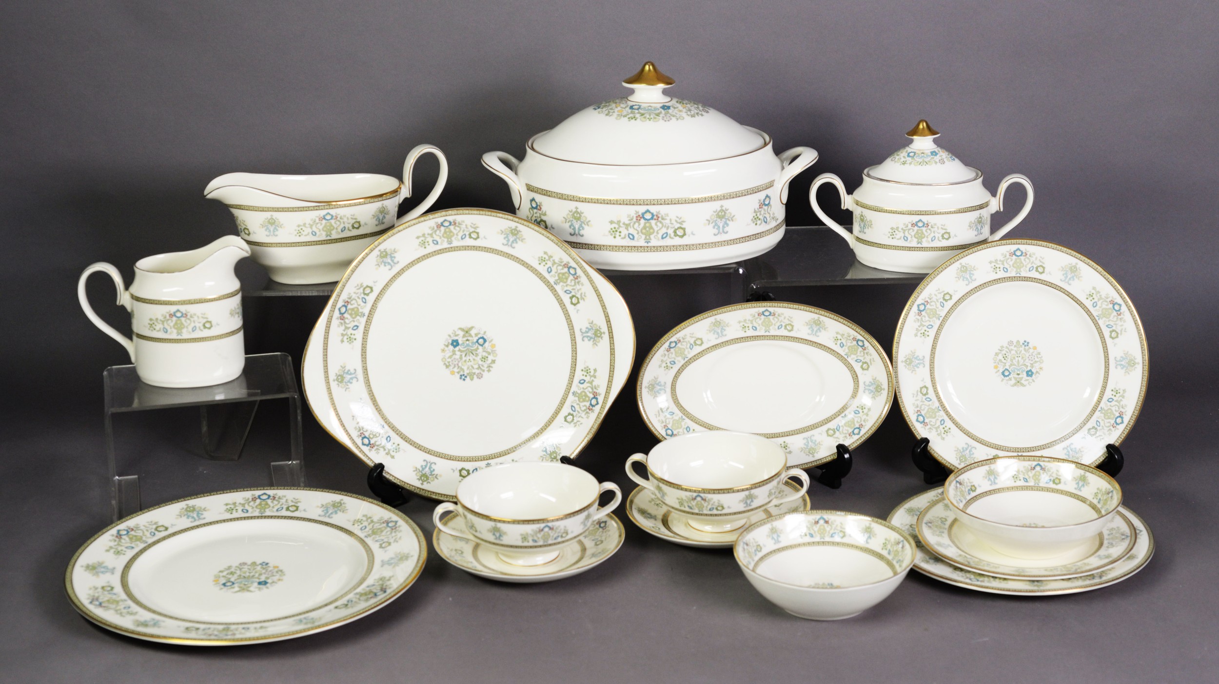 MINTON BONE CHINA ‘HENLEY’ PATTERN DINNER AND TEA SERVICE for twelve persons, approximately 65