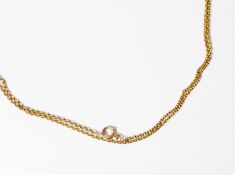 9ct GOLD LONG GUARD CHAIN with ring clasp, 52 1/2in (133.5cm) long, 16gms