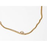 9ct GOLD LONG GUARD CHAIN with ring clasp, 52 1/2in (133.5cm) long, 16gms