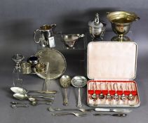 MIXED LOT OF ELECTROPLATE, to include: TWO HANDLED ROUNDED OBLONG ENTRÉE DISH AND COVER with