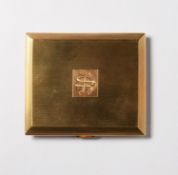 9ct GOLD POCKET CIGARETTE CASE, oblong with canted borders, all-over engine turned decoration, the