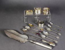 FOUR INTER-WAR YEARS SILVER NAPKIN RINGS, together with SIX GEORGE V ROYAL ENGINEERS SOUVENIR